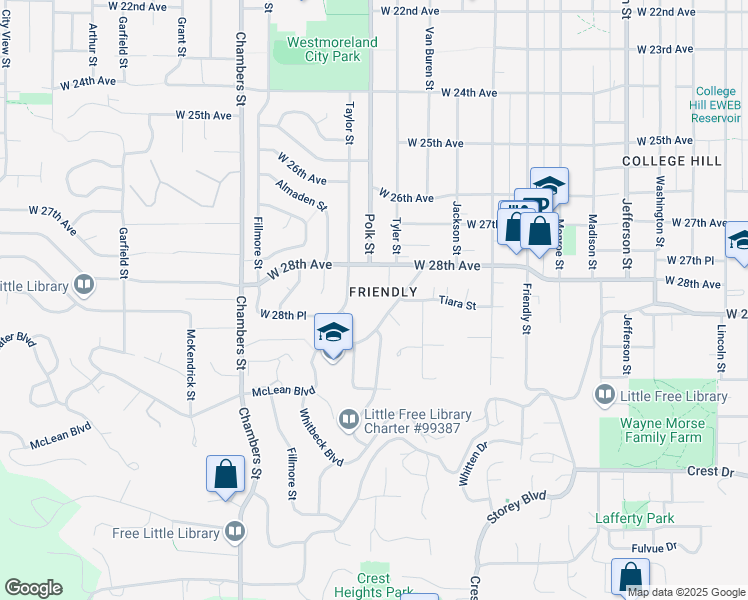 map of restaurants, bars, coffee shops, grocery stores, and more near 1201 McLean Boulevard in Eugene