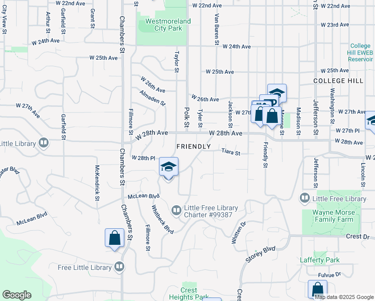 map of restaurants, bars, coffee shops, grocery stores, and more near 1201 McLean Boulevard in Eugene