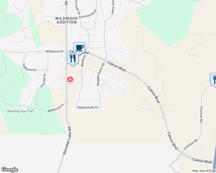 map of restaurants, bars, coffee shops, grocery stores, and more near 2899 Belgarde Boulevard in Rapid City