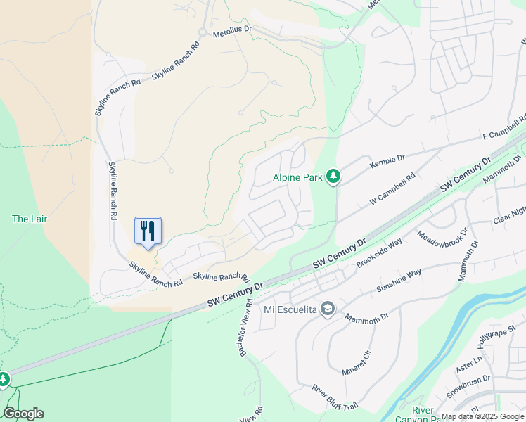 map of restaurants, bars, coffee shops, grocery stores, and more near 61310 Meeks Cutoff Road in Bend