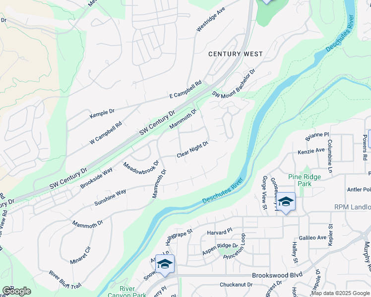 map of restaurants, bars, coffee shops, grocery stores, and more near 19605 Clear Night Drive in Bend