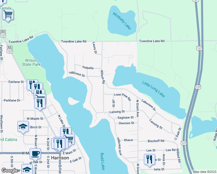 map of restaurants, bars, coffee shops, grocery stores, and more near 702 Lakeview Drive in Harrison