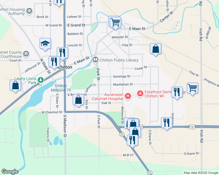 map of restaurants, bars, coffee shops, grocery stores, and more near 505 Good Avenue in Chilton