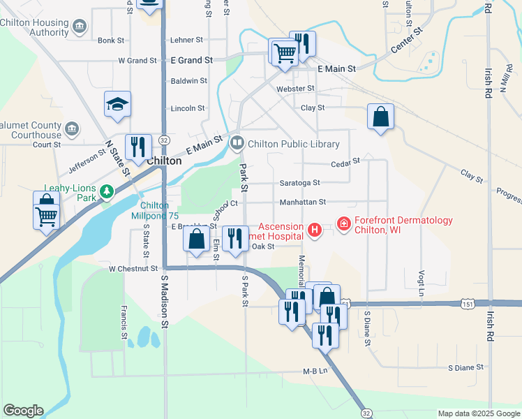 map of restaurants, bars, coffee shops, grocery stores, and more near 505 Good Avenue in Chilton