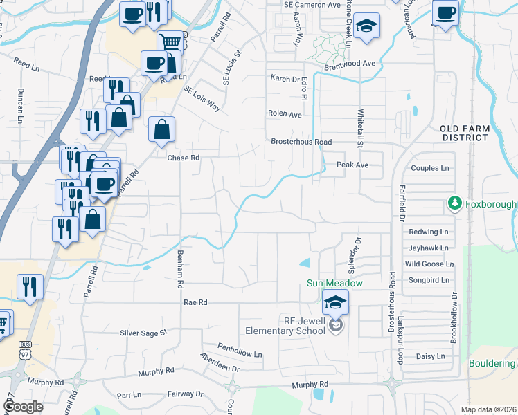 map of restaurants, bars, coffee shops, grocery stores, and more near 20433 Ahha Lane in Bend