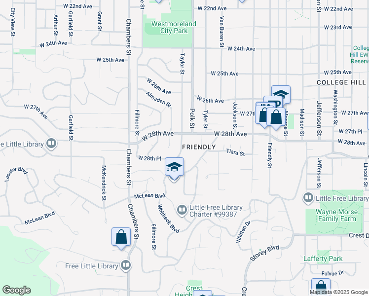 map of restaurants, bars, coffee shops, grocery stores, and more near 2835 Taylor Street in Eugene