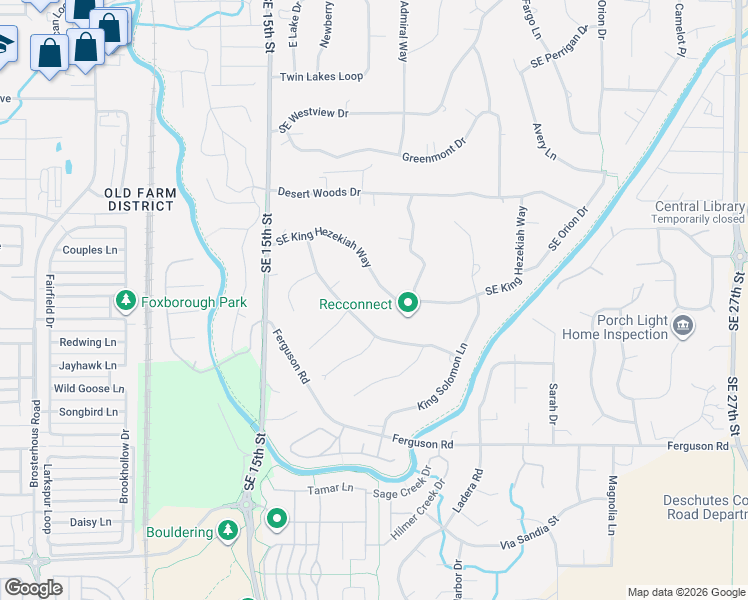 map of restaurants, bars, coffee shops, grocery stores, and more near 20892 King David Avenue in Bend