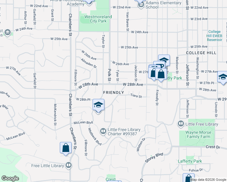 map of restaurants, bars, coffee shops, grocery stores, and more near 1220 McLean Boulevard in Eugene