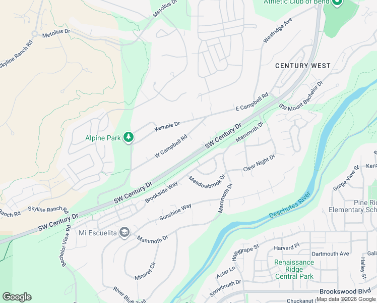 map of restaurants, bars, coffee shops, grocery stores, and more near 19526 Southwest Century Drive in Bend