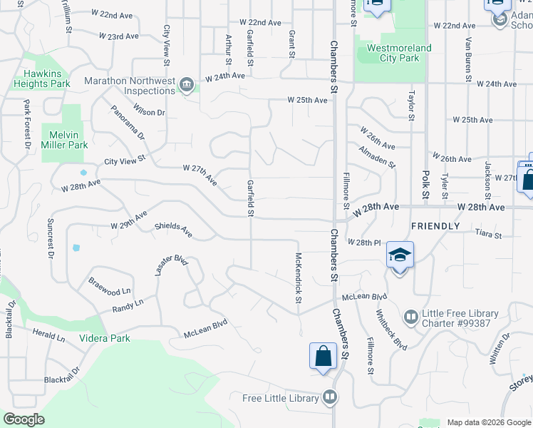 map of restaurants, bars, coffee shops, grocery stores, and more near 1955 West 28th Avenue in Eugene