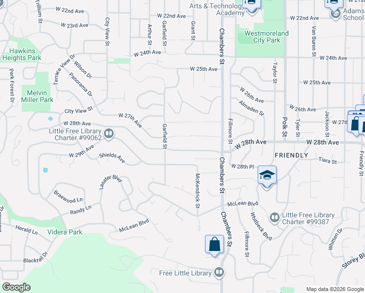 map of restaurants, bars, coffee shops, grocery stores, and more near 1952 West 27th Place in Eugene