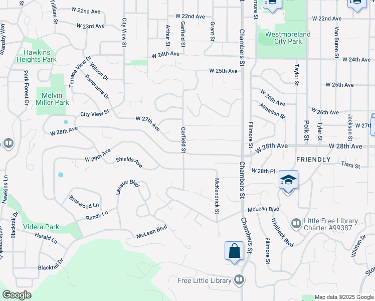map of restaurants, bars, coffee shops, grocery stores, and more near 2015 West 27th Avenue in Eugene