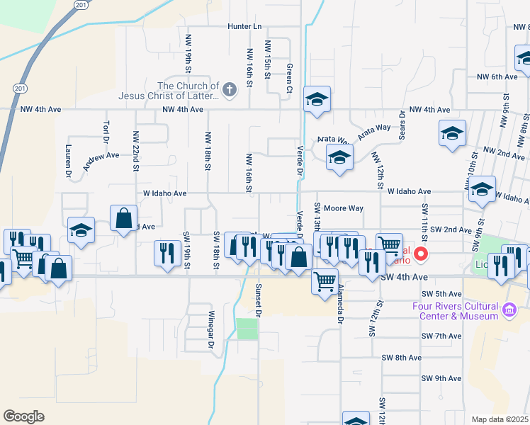 map of restaurants, bars, coffee shops, grocery stores, and more near 71 Sunset Drive in Ontario