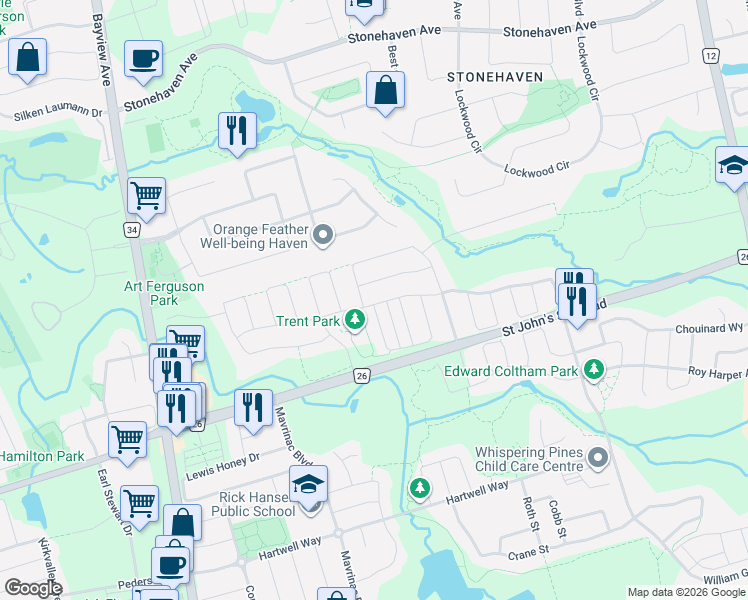 map of restaurants, bars, coffee shops, grocery stores, and more near in Aurora
