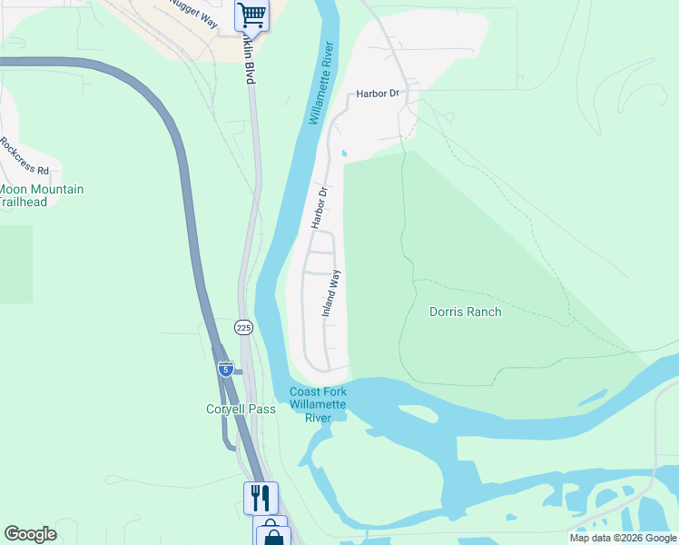 map of restaurants, bars, coffee shops, grocery stores, and more near 1849 Inland Way in Springfield