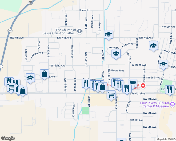map of restaurants, bars, coffee shops, grocery stores, and more near 71 Sunset Drive in Ontario
