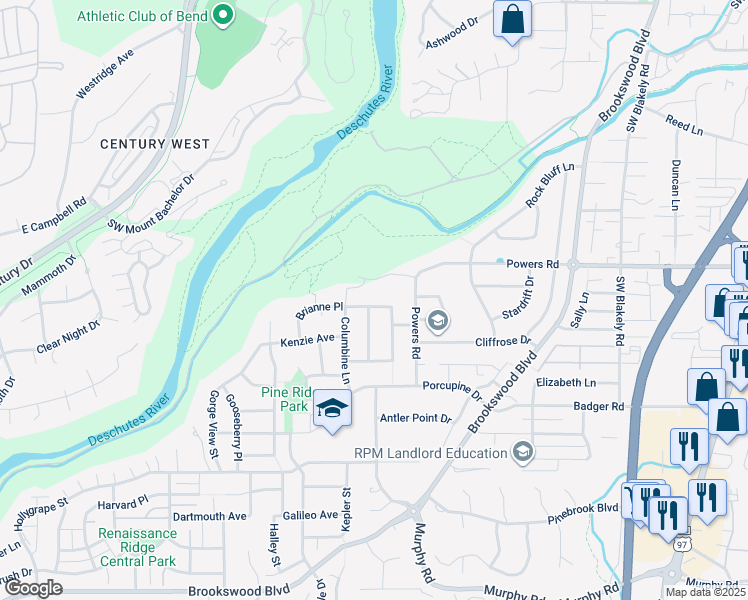 map of restaurants, bars, coffee shops, grocery stores, and more near 19947 Quail Pine Loop in Bend