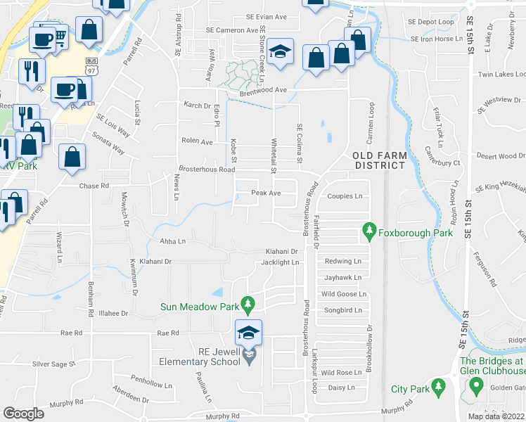 map of restaurants, bars, coffee shops, grocery stores, and more near 20537 Dylan Loop in Bend