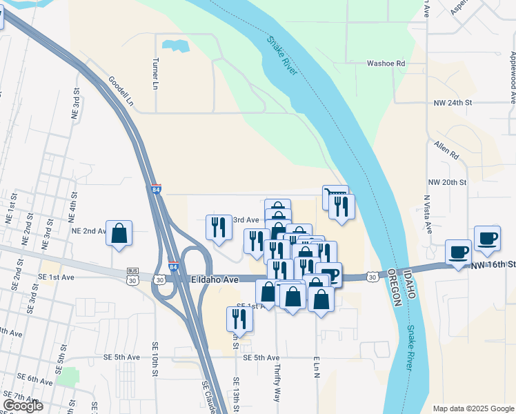 map of restaurants, bars, coffee shops, grocery stores, and more near 325 Goodfellow Street in Ontario