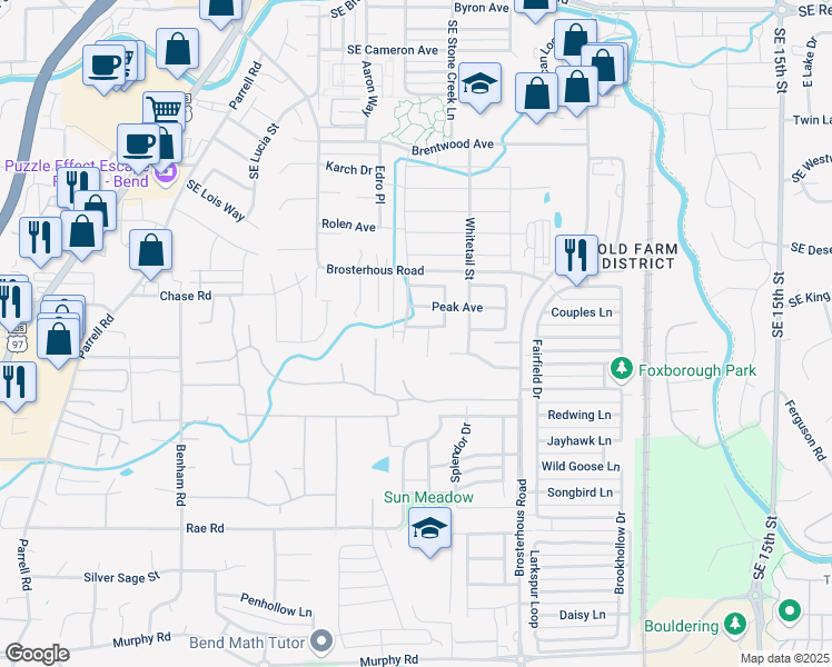 map of restaurants, bars, coffee shops, grocery stores, and more near 20521 Dylan Loop in Bend