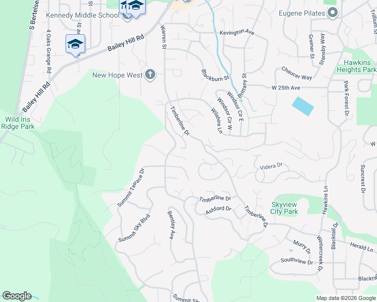 map of restaurants, bars, coffee shops, grocery stores, and more near 2724 Timberline Drive in Eugene