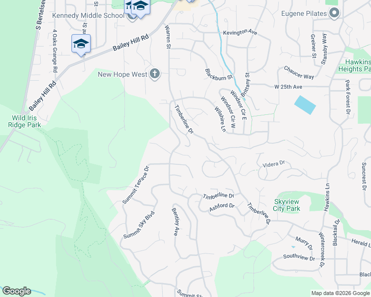 map of restaurants, bars, coffee shops, grocery stores, and more near 2724 Timberline Drive in Eugene