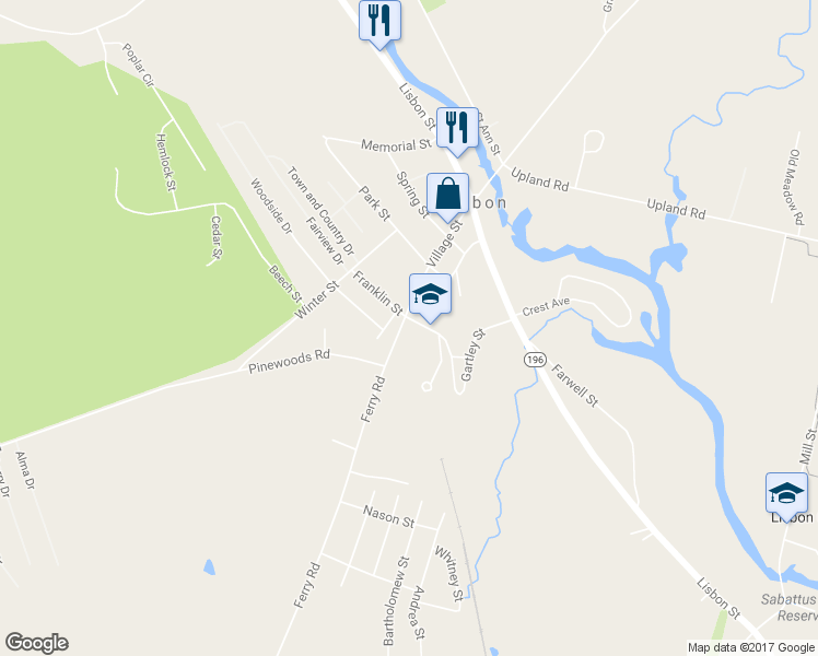 map of restaurants, bars, coffee shops, grocery stores, and more near 44 Village Street in Lisbon