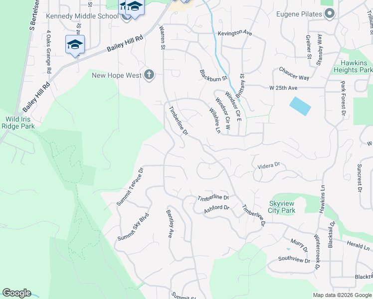 map of restaurants, bars, coffee shops, grocery stores, and more near 2724 Timberline Drive in Eugene