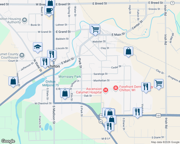 map of restaurants, bars, coffee shops, grocery stores, and more near 228 Saratoga Street in Chilton