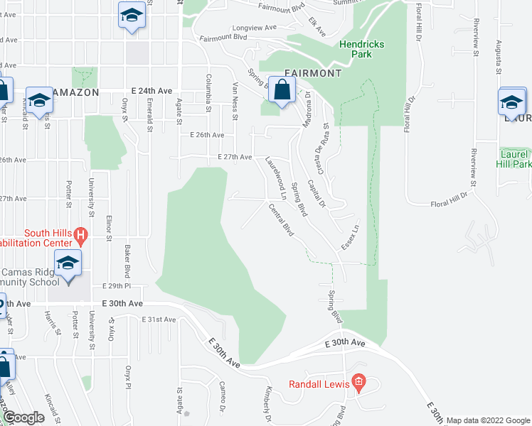 map of restaurants, bars, coffee shops, grocery stores, and more near 2815 Arline Way in Eugene