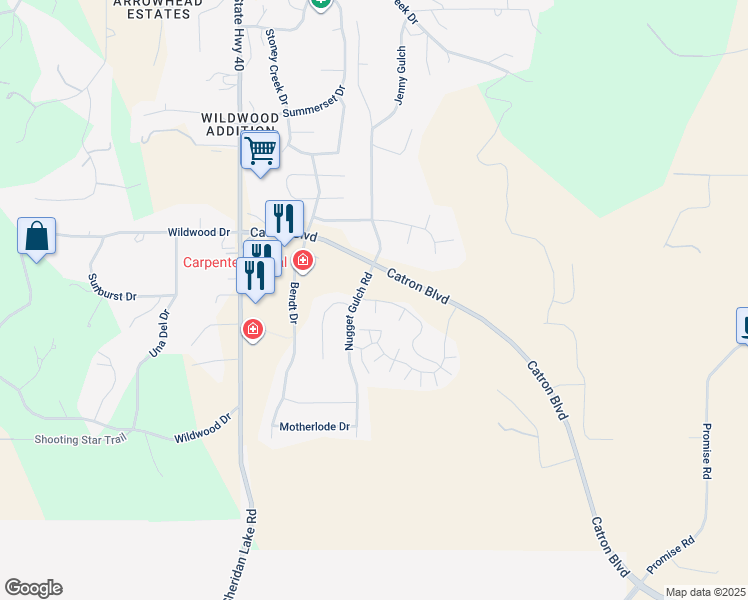 map of restaurants, bars, coffee shops, grocery stores, and more near 2899 Wilkie Drive in Rapid City