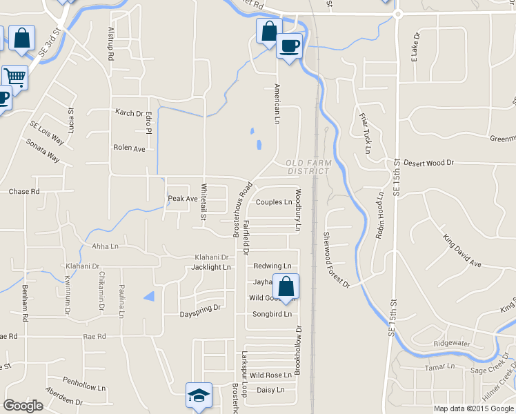 map of restaurants, bars, coffee shops, grocery stores, and more near 20621 Couples Lane in Bend