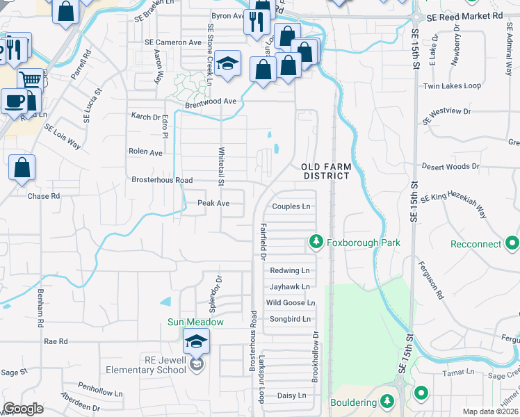 map of restaurants, bars, coffee shops, grocery stores, and more near 61345 Fairfield Drive in Bend