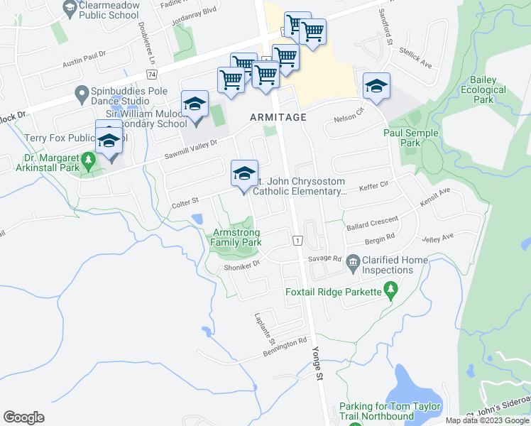 map of restaurants, bars, coffee shops, grocery stores, and more near 858 Sisler Avenue in Newmarket