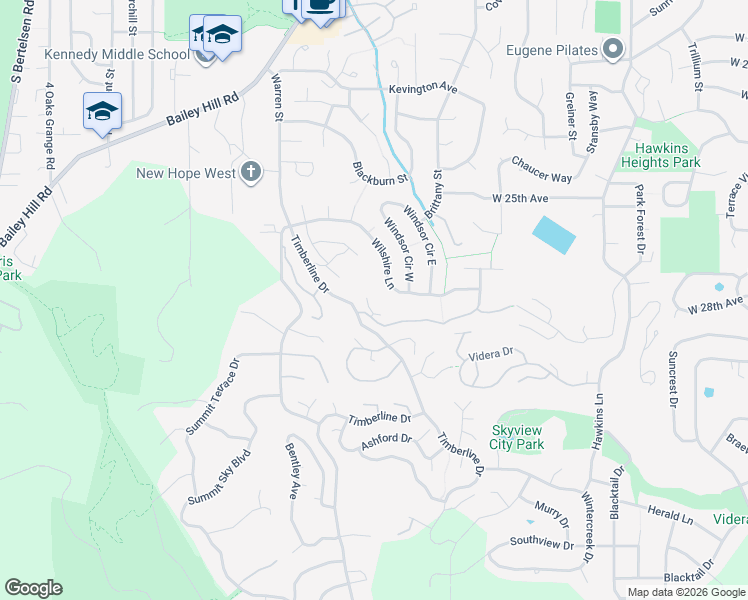 map of restaurants, bars, coffee shops, grocery stores, and more near 3647 Wilshire Lane in Eugene