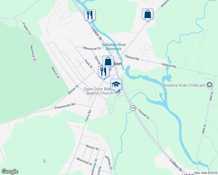 map of restaurants, bars, coffee shops, grocery stores, and more near 9 Merrill Avenue in Lisbon