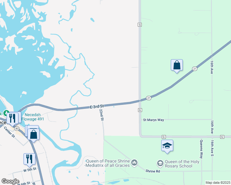 map of restaurants, bars, coffee shops, grocery stores, and more near 700 East 3rd Street in Necedah