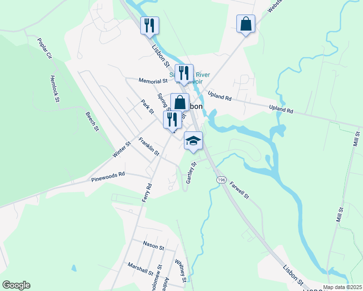 map of restaurants, bars, coffee shops, grocery stores, and more near 9 Merrill Avenue in Lisbon