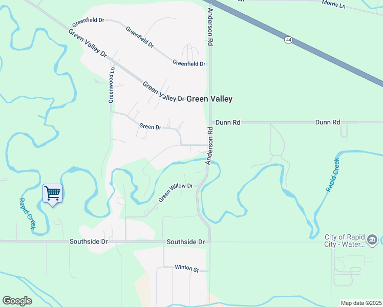 map of restaurants, bars, coffee shops, grocery stores, and more near 6947 Green Oak Lane in Rapid City