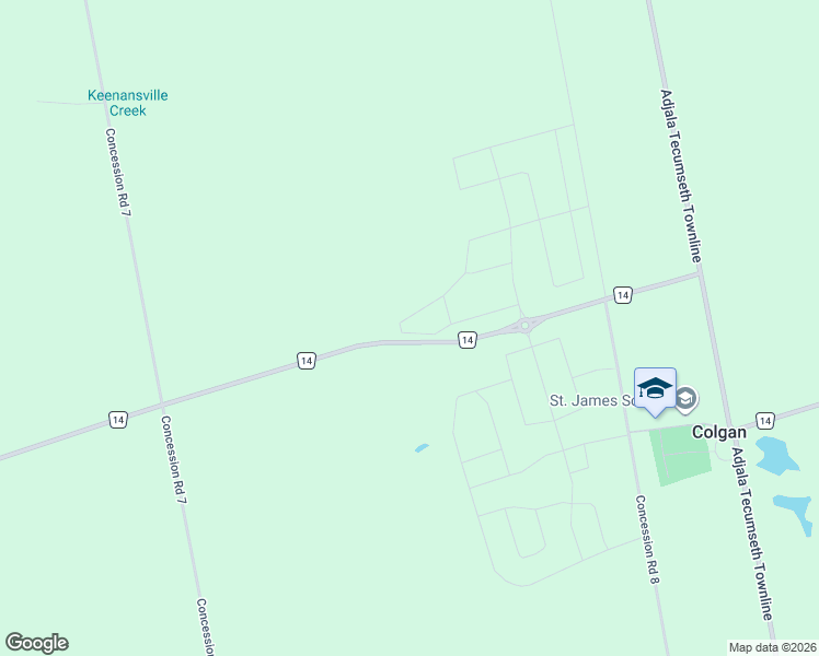 map of restaurants, bars, coffee shops, grocery stores, and more near 50 Bluebird Boulevard in Adjala-Tosorontio