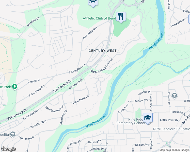 map of restaurants, bars, coffee shops, grocery stores, and more near 19659 Wild Water Court in Bend