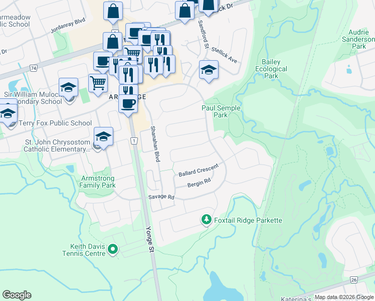 map of restaurants, bars, coffee shops, grocery stores, and more near 41 Keffer Circle in Newmarket