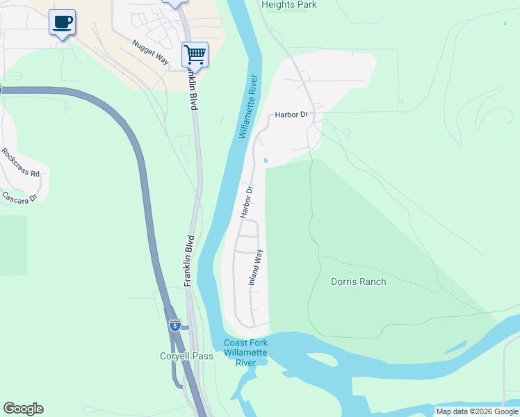 map of restaurants, bars, coffee shops, grocery stores, and more near 1673 Harbor Drive in Springfield