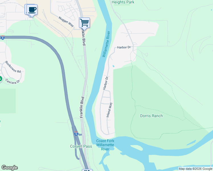 map of restaurants, bars, coffee shops, grocery stores, and more near 1708 Harbor Drive in Springfield