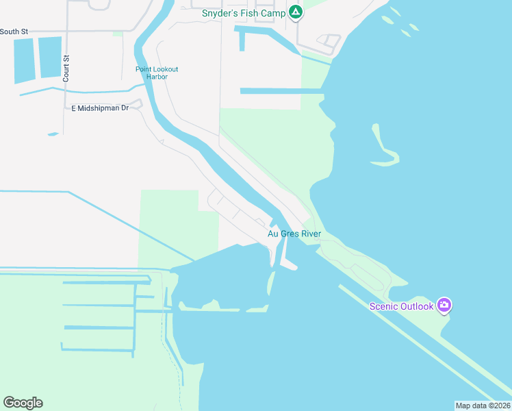 map of restaurants, bars, coffee shops, grocery stores, and more near 3099 East Midsipman Drive in Au Gres
