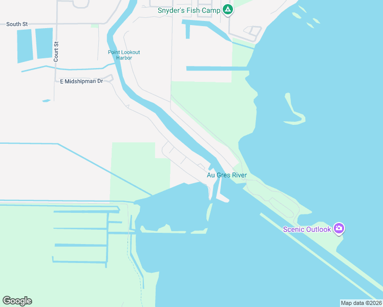 map of restaurants, bars, coffee shops, grocery stores, and more near 3099 East Midsipman Drive in Au Gres
