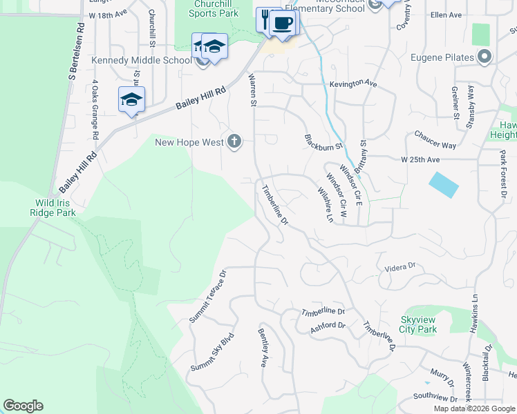 map of restaurants, bars, coffee shops, grocery stores, and more near 2663 Woodstone Place in Eugene