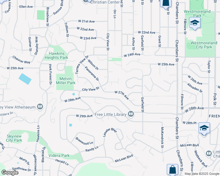 map of restaurants, bars, coffee shops, grocery stores, and more near 2285 West 27th Avenue in Eugene