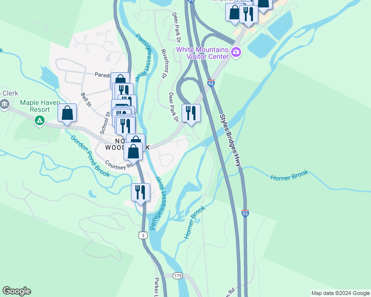 map of restaurants, bars, coffee shops, grocery stores, and more near 16 Depot Street in Woodstock