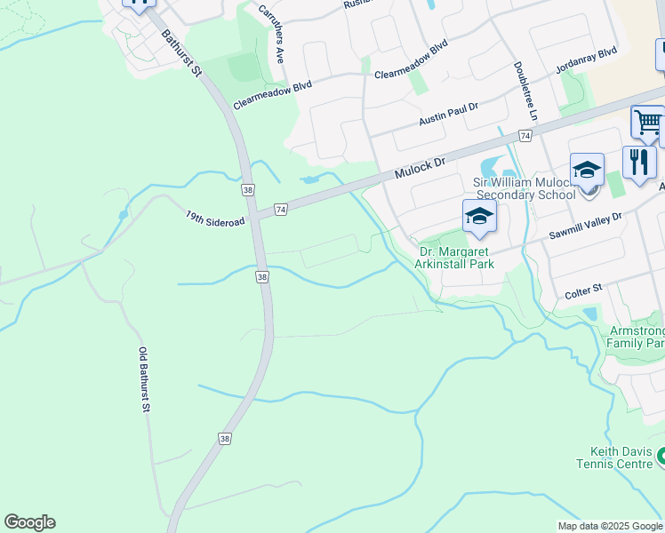 map of restaurants, bars, coffee shops, grocery stores, and more near 361 William Dunn Crescent in Newmarket